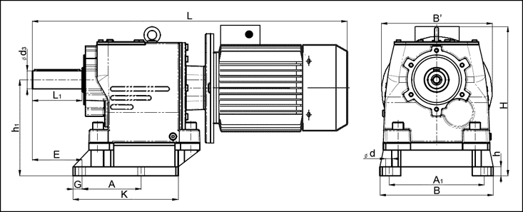 Габаритные и присоединительные размеры 4MC2S80 - 4MC2S100